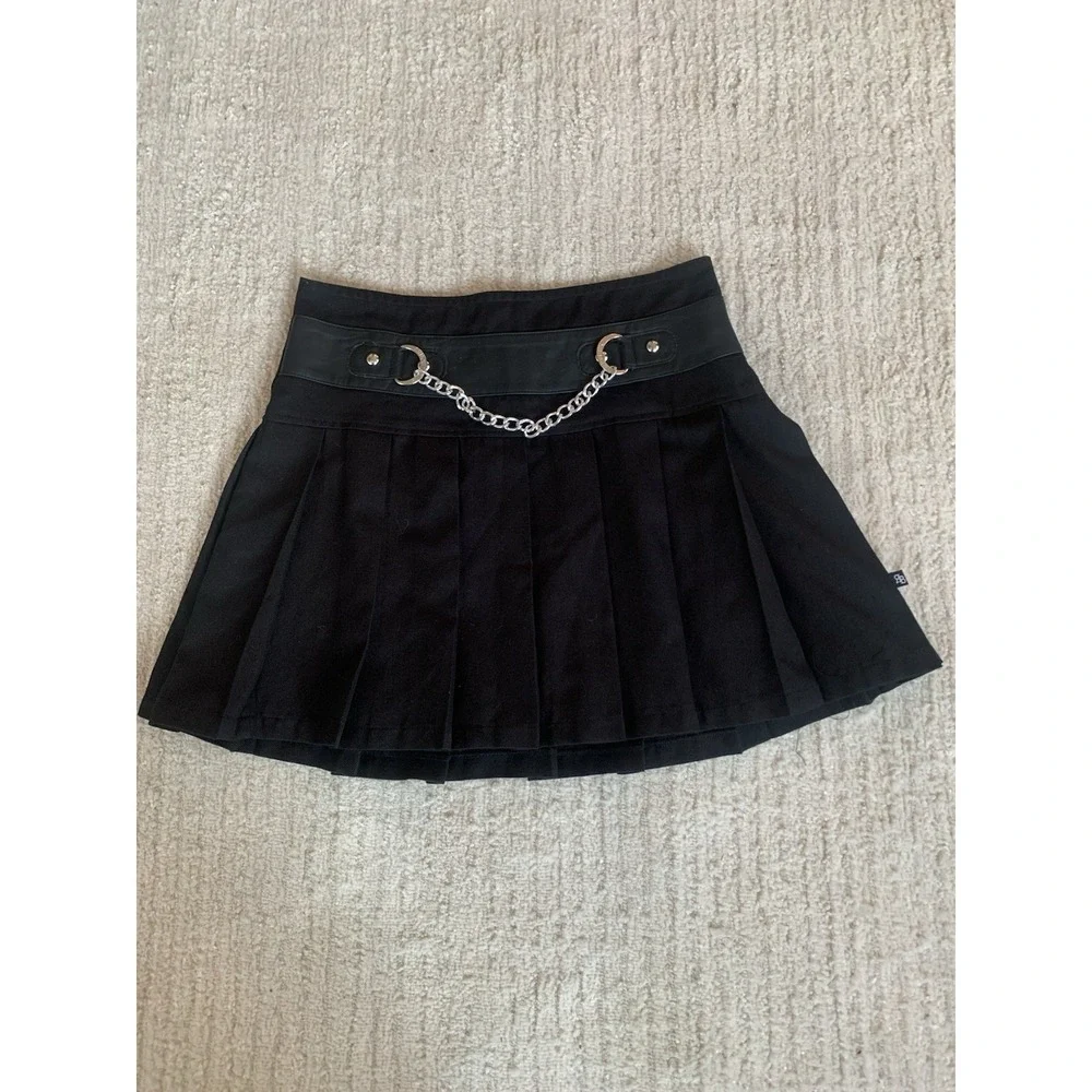 Royal Bones School Girl Skirt Womens S Pleated‎ Black Goth Mini Indie Y2K